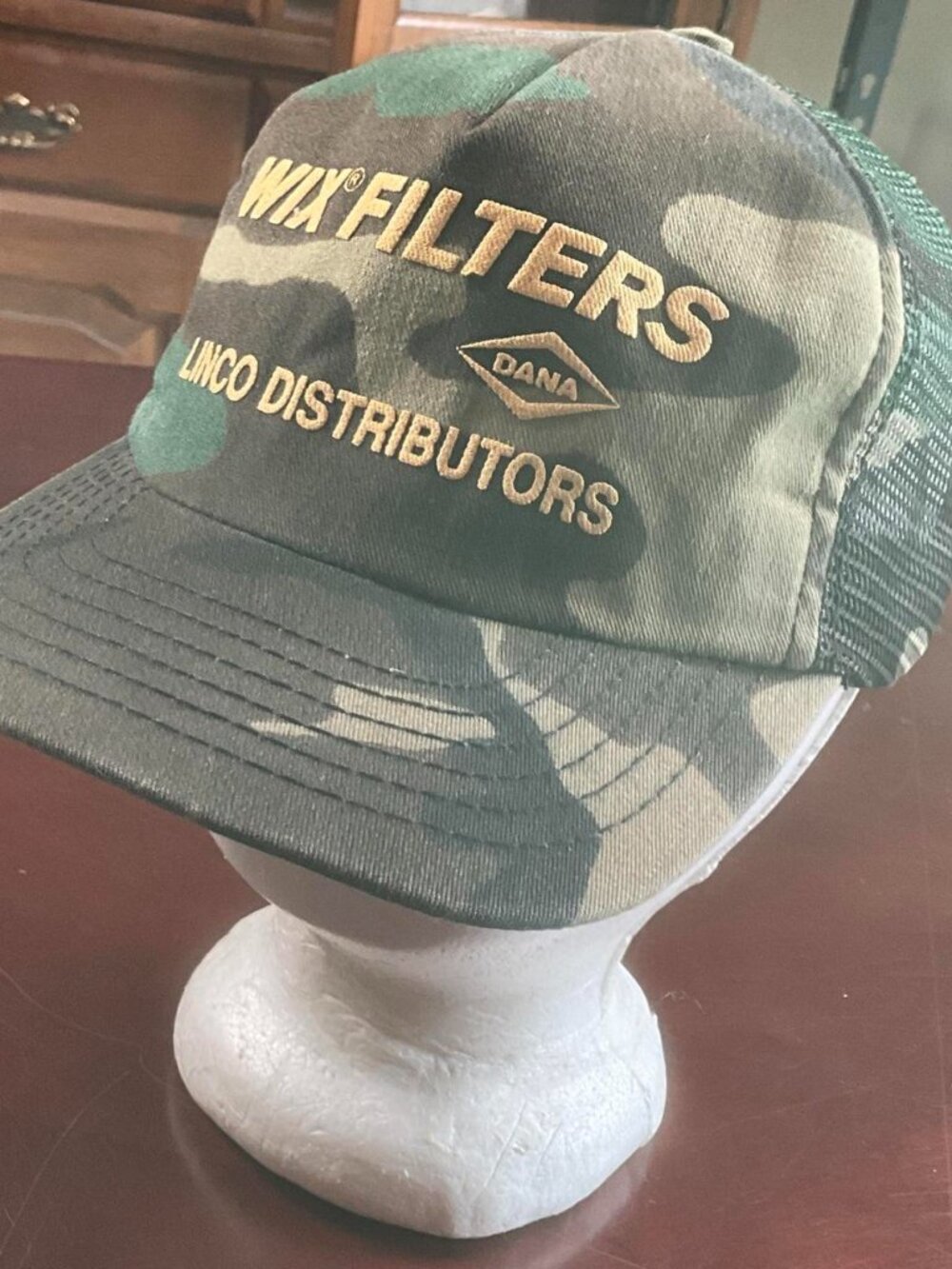 VTG Camo Wax Filters Made In USA Trucker Mesh Streetwear Snapback Cap